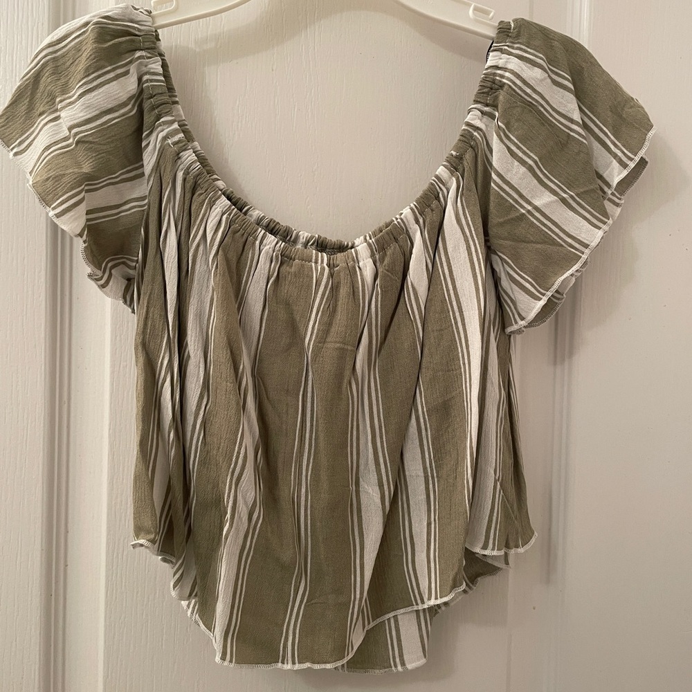 green and white striped crop top